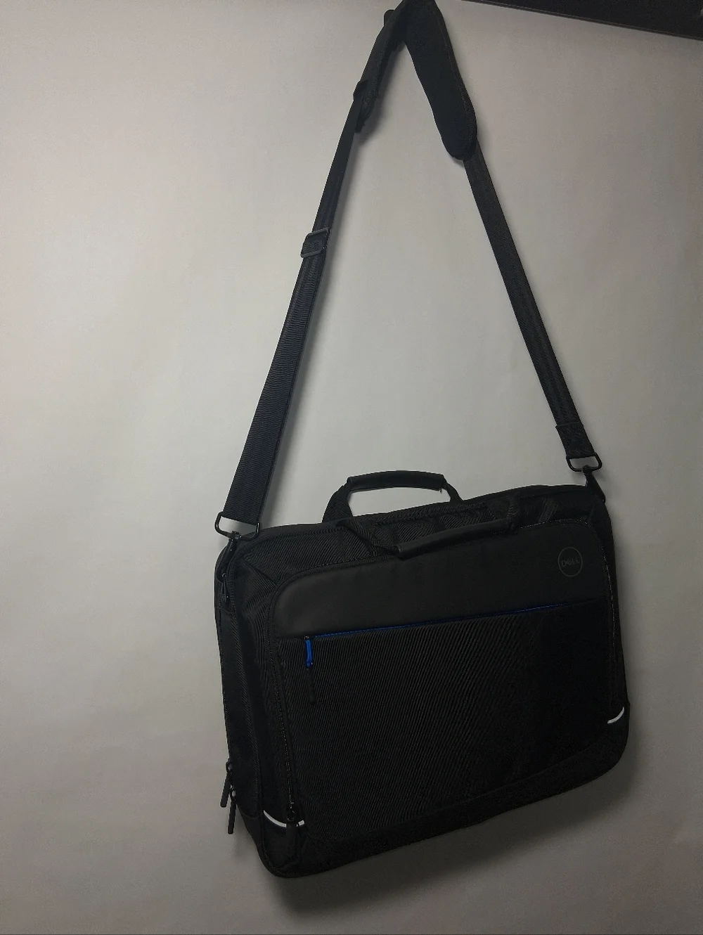 Dell Black Laptop Messenger Bag with Blue Accent
